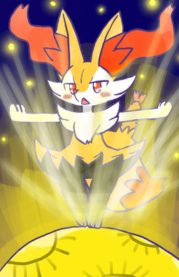 ambiguous_anthro ambiguous_gender anthro arms_out biped blush blush_stickers dipstick_tail feet_together food front_view macro markings moon no_pupils object_in_tail on_moon shrimp_(food) snout solo standing tail tail_markings thigh_gap triangle_mouth annyui0611 nintendo pokemon braixen canid generation_6_pokemon mammal pokemon_(species) 2024 digital_drawing_(artwork) digital_media_(artwork) full-length_portrait hi_res japanese_description portrait translated_description