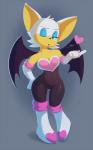 anthro big_ears breasts cleavage clothed clothing eyelashes eyeshadow female fur gloves handwear heart_symbol makeup solo standing white_body white_fur wide_hipped_female wide_hips wings elsian sega sonic_the_hedgehog_(series) rouge_the_bat bat mammal 2018