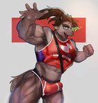 anthro big_muscles bulge detailed_bulge eyewear genital_outline glasses horn male muscular penis_outline sideways-pointing_bulge solo j1npop lifewonders tokyo_afterschool_summoners catoblepas_(tas) source_request unavailable_at_source