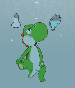 anus asphyxiation balls bubble drowning feet genitals half-closed_eyes humanoid_genitalia masturbation narrowed_eyes nude pawpads penis simple_background solo underwater water tribaldragon mario_bros nintendo scalie yoshi hi_res