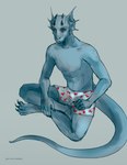 anthro bent_legs boxers_(clothing) clothing gills grey_backgound grey_body half_naked hands_on_legs heart_boxers heart_clothing heart_symbol heart_underwear horn lizard_tail looking_away male multi_horn panties red_eyes simple_background sitting sitting_on_ground slim solo thoughtful underwear provinsske space_station_13 zink_shan lizard reptile scalie unathi hi_res signature