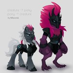 alternate_species anthro armor blue_eyes clothing fangs female feral hooves male mask multiple_forms solo teeth text anoraknr friendship_is_magic hasbro my_little_pony my_little_pony:_the_movie_(2017) storm_king_(mlp) tempest_shadow_(mlp) equid equine horse mammal pony yeti 1:1 english_text