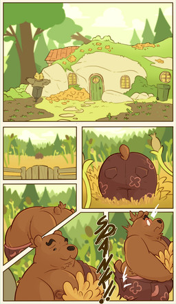 anthro butt_slap cave farm farmer farming forest male moobs nipples overalls_only plant slap solo spank_(sound_effect) spanking tree haxsmack cartoon_network we_bare_bears grizzly_(we_bare_bears) bear mammal comic hi_res