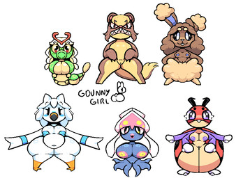 anthro big_breasts blue_nipples breasts buckteeth female fur genitals group hair male multi_arm multi_limb multicolored_body nipples nude open_mouth pokemorph slightly_chubby tail teeth tentacles thick_thighs vulva white_hair wings gdunny_girl nintendo pokemon aquatic arthropod avian beetle bird buneary caterpie caterpillar cephalopod coleoid cucujoid decapodiform generation_1_pokemon generation_2_pokemon generation_3_pokemon generation_4_pokemon generation_6_pokemon generation_7_pokemon gull herpestid inkay insect ladybug lagomorph lari larid larva ledyba leporid mammal mollusk mongoose pokemon_(species) rabbit squid wingull yungoos digital_media_(artwork)