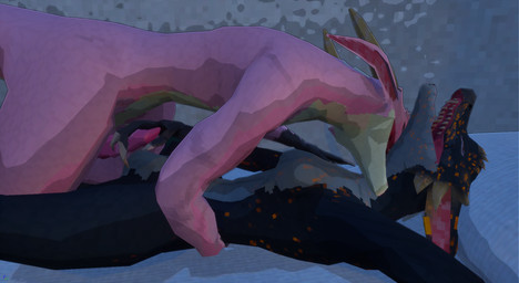 anthro bite breasts claws duo erection female genitals hand_on_penis horn low_poly male male/female neck_bite nude penis simple_background kobold_dellarte gavit kobold reptile scalie 3d_(artwork) absurd_res digital_media_(artwork) hi_res