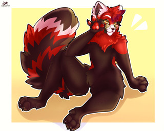anthro big_tail black_body black_fur eyewear fur glasses male multicolored_body multicolored_fur paws red_body red_fur simple_background sitting smile solo striped_body striped_fur stripes tail wearing_glasses white_body white_fur gae4katyan colin_hartmann_(dumpredpanda) ailurid mammal red_panda 5:4 absurd_res hi_res
