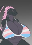 anthro big_breasts bikini bikini_top breasts clothing crossgender female huge_breasts lgbt_pride non-mammal_breasts pride_color_clothing pride_colors solo swimwear transgender_pride_colors two-piece_swimsuit basskitty godzilla_(series) lgbt_pride_month monsterverse toho godzilla kaiju monster absurd_res colored hi_res sketch trans_(lore)