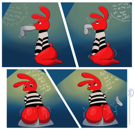 anal anal_penetration angry blackmail butt_slap clothing dialogue faceless_character faceless_male fellatio glowing looking_at_viewer male male/male motion_lines on_bottom on_top oral pattern_clothing penetration penile penile_penetration penis_in_ass red_body reverse_cowgirl_position sex slap spanking striped_clothing stripes text thick_thighs thought_bubble yellow_mouth tulipfox21 31_minutos juan_carlos_bodoque humanoid lagomorph leporid mammal rabbit absurd_res comic english_text hi_res multiple_scenes