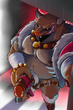 anthro balls bell bell_collar bodily_fluids collar erection genital_fluids genitals glans holidays humanoid_genitalia humanoid_penis looking_at_viewer male nipple_piercing nipple_ring nipples overweight overweight_male penis piercing precum pubes ring_piercing simple_background solo tongue tongue_out tanpa_(artist) christmas spooky's_jump_scare_mansion rudolph_the_red-nosed_reindeer specimen_8 deer mammal 2:3 hi_res