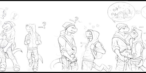 adolescent anthro backpack balls beanie belt biped black_border border bottomwear clothed clothing crotch_grab curious denim denim_bottomwear denim_clothing dialogue directional_arrow duo ellipsis erection facial_horn fist_bump footwear frottage fully_clothed furgonomics genitals gesture glans grope group hand_gesture handjob hat headgear headwear heart_symbol holding_penis hoodie horn humanoid_genitalia humanoid_penis jeans male male/male messenger_bag moon night nose_horn pants penile penis penises_touching piercing question_mark sex sharp_teeth shirt shoes smile speech_bubble standing surprised sweater tank_top teeth text thumbs_up topwear unzipped unzipped_pants unzipping walking wide_eyed young young_anthro young_male zipper murskahammas lizard reptile scalie 2014 digital_drawing_(artwork) digital_media_(artwork) english_text hi_res line_art monochrome pictographics