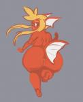 anthro anthrofied anus big_butt blush butt eyewear female genitals glasses grey_background looking_back nude pokemorph pussy simple_background solo liveforthefunk nintendo pokemon generation_1_pokemon magikarp pokemon_(species) hi_res