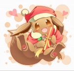 ambiguous_gender blush clothing feral gift happy hat headgear headwear heart_symbol holidays open_mouth solo nell_two christmas nintendo pokemon canid canine eevee generation_1_pokemon mammal pokemon_(species) 2016