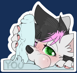 3_fingers ambiguous_gender anthro ball_suck balls black_nose blush claws duo fellatio fingers foreskin fur genitals hair heterochromia humanoid_genitalia humanoid_penis looking_at_viewer male male/ambiguous oral paws penile penis sex sticker sucking text vein white_body white_fur backsash sash_(backsash) canid canine canis mammal wolf 2017 alpha_channel digital_media_(artwork) english_text