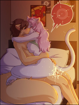 anthro anthro_on_anthro anthro_penetrated anthro_penetrating anthro_penetrating_anthro bed big_breasts blush bodily_fluids breasts butt cum cum_in_vagina cum_inside cum_on_butt detailed_background duo ejaculation evening eyes_closed female female_penetrated fluffy fur furniture genital_fluids hair heart_symbol impregnation inside internal kissing male male/female male_penetrating male_penetrating_female nude on_bed ovum ovum_with_heart paws penetration sex shy sperm_cell tail wet white_body narikusha felid feline mammal digital_media_(artwork) hi_res