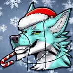 1:1 2_frame_animation animated anthro canid canine canis christmas domestic_dog feral fox holidays icon lightblue male mammal new_year portrait short_playtime solo wolf zhekathewolf