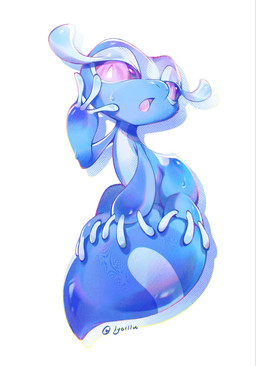 ambiguous_gender big_tail blue_body blue_skin bodily_fluids eyelashes feral huge_tail looking_at_viewer markings open_mouth purple_eyes simple_background solo striped_markings stripes sweat tail tongue white_background lycillu nintendo pokemon pokemon_winds_and_waves gecqua generation_10_pokemon lizard pokemon_(species) reptile scalie 2026 hi_res signature