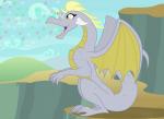 2019 alternate_species badumsquish blonde_hair bubble derpy_hooves_(mlp) dragon dragonification duo equid equine european_mythology fangs female friendship_is_magic hair hasbro hi_res horn mammal my_little_pony mythological_creature mythological_equine mythological_scalie mythology pegasus scalie sharp_teeth sitting square_crossover tail teeth western_dragon wings