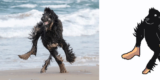 ambiguous_gender beach black_body black_fur comparison feral fur open_mouth photo sand seaside side_view simple_background solo tongue walking water what what_has_science_done white_background keke_(artist) canid canine canis domestic_dog mammal animated frame_by_frame loop