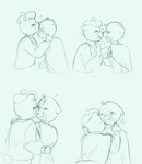 anthro bandage blush duo eyes_closed forehead_kiss hug kissing nose_kiss scar simple_background abbytabbys unicorn_wars azulin_(unicorn_wars) cabo_pompon_(unicorn_wars) bear mammal 2023 hi_res sketch