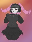 antennae_(anatomy) anthro big_breasts breasts clothed clothing female frown hair looking_at_viewer simple_background solo thick_thighs under_boob blackbetty ruth_(tango's_family) arthropod insect lepidopteran moth 3:4