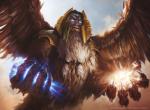 88grzes brown_body brown_feathers claws day detailed_background digital_media_(artwork) feathered_wings feathers felid magic_user mammal mythological_creature mythological_sphinx mythology outside sky solo wings