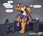 anthro biped claws clothing dialogue digitigrade female green_eyes hair muscular purple_hair science_fiction scientist text toe_claws torn_clothing transformation agonwolfe felid leopard mammal pantherine english_text hi_res