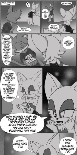 anthro big_breasts breasts chaos_emerald clothed clothing duo female fur gem hair male male/female simple_background smile tail text wings anonymous_artist michaelthecat archie_comics idw_publishing sega sonic_adventure sonic_forces sonic_the_hedgehog_(archie) sonic_the_hedgehog_(comics) sonic_the_hedgehog_(idw) sonic_the_hedgehog_(series) sonic_x the_murder_of_sonic_the_hedgehog rouge_the_bat bat felid feline mammal absurd_res comic digital_media_(artwork) english_text hi_res monochrome