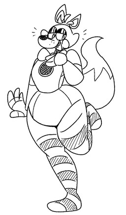 anthro bent_leg black_nose blush blush_stickers bow_tie clothing floating_ears fluffy fluffy_tail hand_on_chest legwear machine male narrowed_eyes pattern_clothing sharp_teeth smile snout solo speaker stockings striped_clothing stripes tail teeth thick_thighs wide_hips qoolbunart five_nights_at_freddy's scottgames sister_location funtime_foxy_(fnaf) animatronic canid canine fox mammal robot 2020 black_and_white digital_media_(artwork) full-length_portrait hi_res monochrome portrait