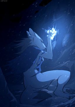 anthro biped black_nose black_pawpads blizzard_(weather) bottomless bottomless_anthro bottomless_female breasts butt cloak cloak_only clothed clothing covering covering_breasts digitigrade dipstick_ears dipstick_tail ear_markings ears_back eyes_closed female female_anthro fluffy fluffy_tail fur fur_markings ice legs_together magic markings medium_breasts mostly_nude mostly_nude_anthro mostly_nude_female multicolored_body multicolored_ears multicolored_fur neck_tuft outside pawpads paws pivoted_ears raised_arm side_boob side_view sitting snow snowing snowstorm solo tail tail_markings text topwear topwear_only torn_clothing torn_topwear tuft two_tone_body two_tone_fur wind lizet itoa_zorrah canid canine canis coyote mammal 2023 artist_name blue_and_white dated digital_media_(artwork) hi_res monochrome shaded