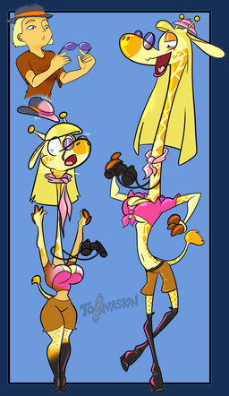 anthro beach blush blush_lines bodily_fluids breasts brown_spots chinchillachris67 clothing dialogue eyewear female fur glasses hair hat headgear headwear long_hair long_neck looking_at_viewer looking_back marci_dale markings nails piercing ponytail simple_background slightly_chubby smile solo speech_bubble spots spotted_body spotted_fur steam sun_hat sunglasses sweat sweatdrop sweaty_legs sweaty_thighs tail tall text toonification toony transformation wearing_glasses white_background wide_hips yellow_body yellow_fur toonvasion giraffe giraffid mammal absurd_res alpha_channel comic hi_res