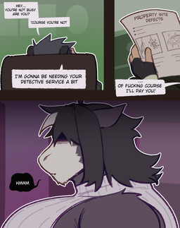 3_panel_comic anthro big_muscles big_nipples big_pecs black_body black_fur black_hair dialogue fur hair hair_over_eyes hmm male muscular muscular_anthro muscular_male nipples pecs profanity text white_body white_fur king_slabu nathan_(king_slabu) orobas_(king_slabu) american_opossum equid equine horse mammal marsupial virginia_opossum comic digital_media_(artwork) english_text hi_res