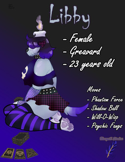anthro armwear belt bottomwear candle card clothing collar female fire fishnet_armwear fishnet_clothing fur grey_body grey_fur hair heart_symbol kneeling legwear pawpads paws purple_hair shoulderless_shirt skirt solo stockings studded_belt studded_collar studs tarot tarot_card text wax_play bluequill_studios nintendo pokemon libby_morta generation_9_pokemon greavard pokemon_(species) absurd_res english_text hi_res