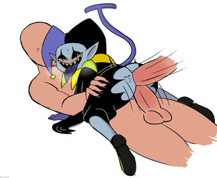 anal anal_penetration bald balls blush bottomwear breath butt cape clothed clothing disembodied_penis double_penetration erection faceless_character faceless_male footwear genitals gloves group group_sex hand_on_leg handwear hat headgear headwear human_on_humanoid humanoid_pointy_ears interspecies jester looking_back looking_pleasured lying male male/male male_on_bottom male_on_top male_penetrated male_penetrating male_penetrating_male not_furry on_back on_bottom on_front on_ground on_top open_mouth pants penetration penis pointy_ears presenting presenting_hindquarters presenting_penis sex sharp_teeth shirt shoes simple_background smile spread_legs spreading teeth threesome tongue tongue_out topwear torn_clothing trio yellow_eyes kuruko deltarune undertale_(series) jevil_(deltarune) darkner human humanoid imp mammal 2018
