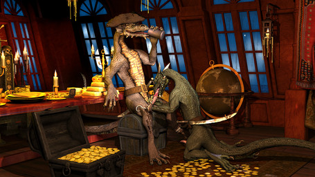 4_toes amputee anthro brown_body brown_scales claws clothing disability duo erection feet fellatio genitals gold_(metal) hat headgear headwear holding_another's_penis inside male male/male male_penetrated male_penetrating male_penetrating_male oral penetration penile penis penis_grab pirate scales sex tail toe_claws toes treasure treasure_chest wooky mythology dragon millennium_dragon mythological_creature mythological_scalie scalie 16:9 3d_(artwork) digital_media_(artwork) widescreen
