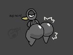 ambiguous_gender anus ass_clapping big_breasts big_butt black_body breasts butt dialogue duo exclamation_point female female_focus huge_butt looking_at_another looking_back looking_surprised solo_focus thick_thighs nxyitn avian bird booby_(bird) humanoid sulid suliform 4:3 animated short_playtime