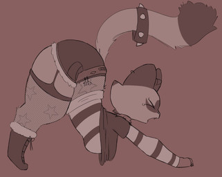 >.< anthro ass_up big_butt bodily_fluids boots bottomwear bracelet butt clothing ears_up eyes_closed female fishnet_clothing fishnet_legwear footwear jewelry legwear paws piercing shirt shoes shorts spiked_bracelet spikes stretching tears topwear jazzedsketch kimera_(damkobloxxer) domestic_cat felid feline felis mammal