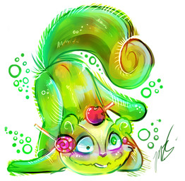 apple big_tail blush bubble buckteeth candy dessert food fruit fur green_body green_eyes green_fur lollipop long_tail male plant semi-anthro solo tail teeth wavy_mouth azula-griffon happy_tree_friends nutty_(htf) mammal rodent sciurid tree_squirrel 2015 digital_media_(artwork)