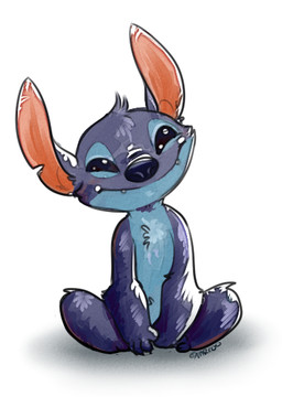 4_fingers blue_body blue_eyes blue_fur blue_nose chest_tuft claws fingers fur head_tuft notched_ear simple_background sitting smile solo tuft white_background narcotic_sprinkles disney lilo_and_stitch stitch_(lilo_and_stitch) alien experiment_(lilo_and_stitch) 2015