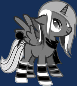 accessory black_hair bow_(feature) bow_accessory bow_ribbon clothing feathered_wings feathers female feral footwear fur furgonomics grey_body grey_fur grey_hair hair horn legwear multicolored_hair pattern_clothing pattern_legwear pupils ribbons scarf simple_background slit_pupils smile socks solo striped_clothing striped_legwear stripes tail tail_accessory tail_bow tail_ribbon white_hair wings unknown_artist hasbro my_little_pony mythology monotone_starstorm surai_starstorm equid equine mammal mythological_creature mythological_equine winged_unicorn alpha_channel monochrome