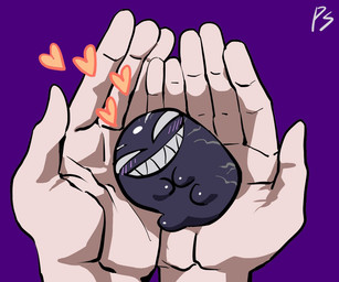 blush chibi duo feral heart_symbol male micro not_furry quadruped sharp_teeth smile solo_focus teeth simloveyou human mammal 2023 6:5