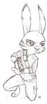 anthro clothed clothing facial_markings fully_clothed fur gun half-closed_eyes handgun head_markings holding_gun holding_object holding_ranged_weapon holding_weapon male markings narrowed_eyes pistol ranged_weapon simple_background solo stripes weapon alec8ter conditional_dnp disney zootopia jack_savage lagomorph leporid mammal rabbit 2016 black_and_white monochrome