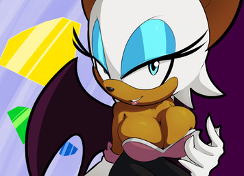 anthro bat_wings blue_eyes blue_eyeshadow breasts cleavage clothed clothing eyeshadow female fur gloves handwear lipstick looking_at_viewer makeup membrane_(anatomy) membranous_wings solo tan_body tan_skin white_body white_clothing white_fur white_gloves white_handwear wings spikeybluething sega sonic_the_hedgehog_(series) rouge_the_bat bat mammal hi_res