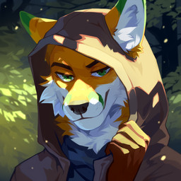 anthro black_nose blue_clothing blue_topwear brown_clothing brown_topwear closed_smile clothed clothing day detailed_background front_view fur glistening glistening_eyes green_eyes light looking_at_viewer male mouth_closed narrowed_eyes orange_body orange_fur outside plant shrub smile solo sunlight topwear tree unsigned white_body white_fur corzh77 canid canine fox mammal 1:1 absurd_res bust_portrait detailed hi_res icon portrait