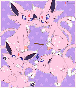 animal_genitalia anus ass_up backsack balls blush blush_lines butt cat_toy digitigrade dipstick_ears dipstick_paws dipstick_tail ear_markings fangs feet feral floating_object forehead_gem forked_tail fur gem genitals heart_symbol looking_at_viewer lying male markings multicolored_body multicolored_ears multicolored_fur multiple_poses on_back open_mouth open_smile pawpads paws penis penis_tip pink_body pink_fur pose presenting presenting_balls presenting_hindquarters purple_background purple_inner_ear purple_pawpads purple_sclera quadruped shake_lines sheath simple_background smile solo spread_legs spreading star star_(marking) stick tail tail_anus tail_markings teeth toes tongue tongue_out toy unusual_anatomy unusual_tail white_body white_ear_tips white_fur white_markings white_tail_tip cloudeon nintendo pokemon momo_(espeon) aquatic eeveelution espeon fish generation_2_pokemon pokemon_(species) absurd_res hi_res huge_filesize