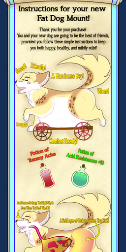 anthro bdsm big_butt butt cart duo endosoma fantasy feral fully_inside gameplay_mechanics magic male male/male mount obese overweight overweight_male petplay potion potion_bottle roleplay safe_vore text videogame_setting vore phosphobos yarill canid canine canis domestic_dog mammal absurd_res alpha_channel english_text hi_res