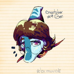 anthro biped blue_body bone_frill brown_hair eyewear frill_(anatomy) front_view glasses hair looking_at_viewer male markings pattern_background purple_eyes round_glasses short_hair simple_background solo striped_background striped_markings stripes text by:_muun cavemanon_studios i_wani_hug_that_gator benjamin_mcknight dinosaur hadrosaurid ornithischian ornithopod parasaurolophus prehistoric_species reptile scalie 1:1 2025 absurd_res artist_name character_name colored headshot_portrait hi_res portrait shaded