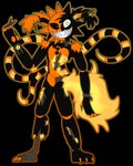 anthro black_body black_fur burning claws exposed_endoskeleton fire fur heterochromia looking_at_viewer machine orange_body orange_fur sharp_teeth solo teeth tentacles caloxya five_nights_at_freddy's five_nights_at_freddy's_4 scottgames fan_character animatronic lagomorph leporid mammal rabbit robot hi_res