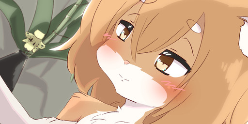 anthro blinking blush disembodied_hand duo female loli nude plant smile solo young young_anthro aogitsune_jitto canid canine fox mammal 2019 2:1 animated animated_png loop