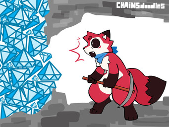 anthro black_markings black_sclera cute_fangs diamond_(gem) dipstick_tail fangs fur gem head_tuft holding_object kerchief kerchief_only male markings mostly_nude neckerchief neckerchief_only neckwear open_mouth red_body red_fur shocked simple_background snout solo standing tail tail_markings teeth tuft white_background white_body white_fur chainsdoodles canid canine fox mammal 2026 4:3 colored digital_drawing_(artwork) digital_media_(artwork) flat_colors hi_res meme signature