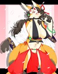 anthro big_breasts blush breasts clothing female female_anthro fur hair kemono long_hair mask orange_body orange_fur smile solo rio_(artist) masked_fox_(kame_3) canid canine fox mammal hi_res